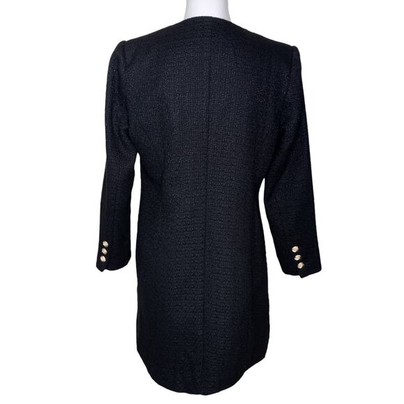 Tuckernuck Pomander Place Black Tweed Keira Gold Button Front V-Neck Mini Dress - Picture 4 of 8